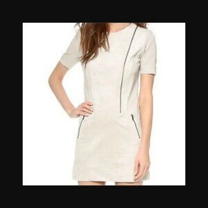 BCBGMAXAZRIA Zipper Detail Faux Suede & Knit Mini Dress sz S